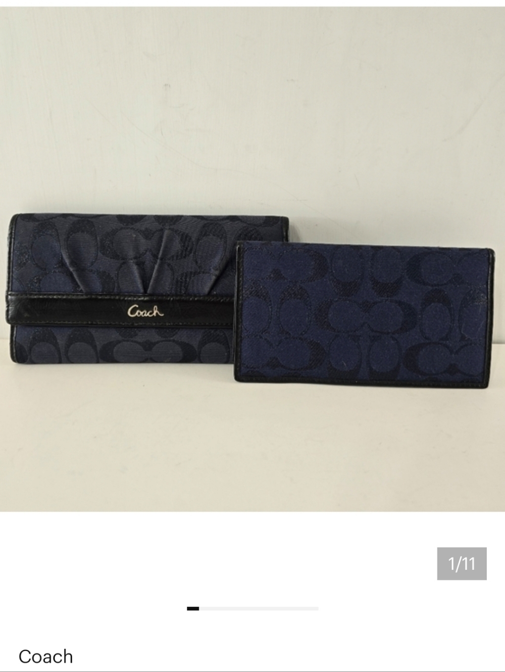 Coach Soho Ashley Leather Signature CC Checkbook Wallet W/ Insert Midnight Blue
